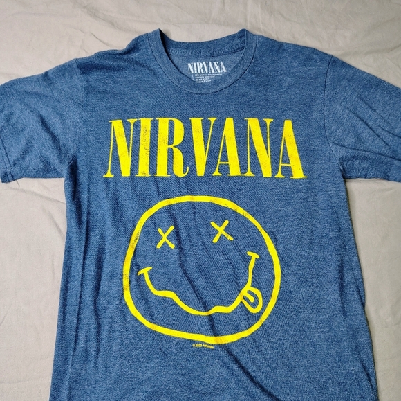 Nirvana Band Shirt Size Small Blue Big Logo Short Sleeve Crewneck Licensed Tee - Picture 10 of 10